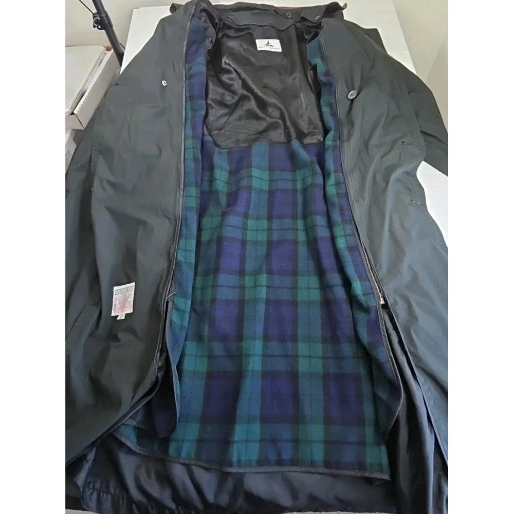 MISTY HARBOR Men's Vtg Trench Coat Zip-out  PLAID Fleece Liner ‎ lined  Sz 44R